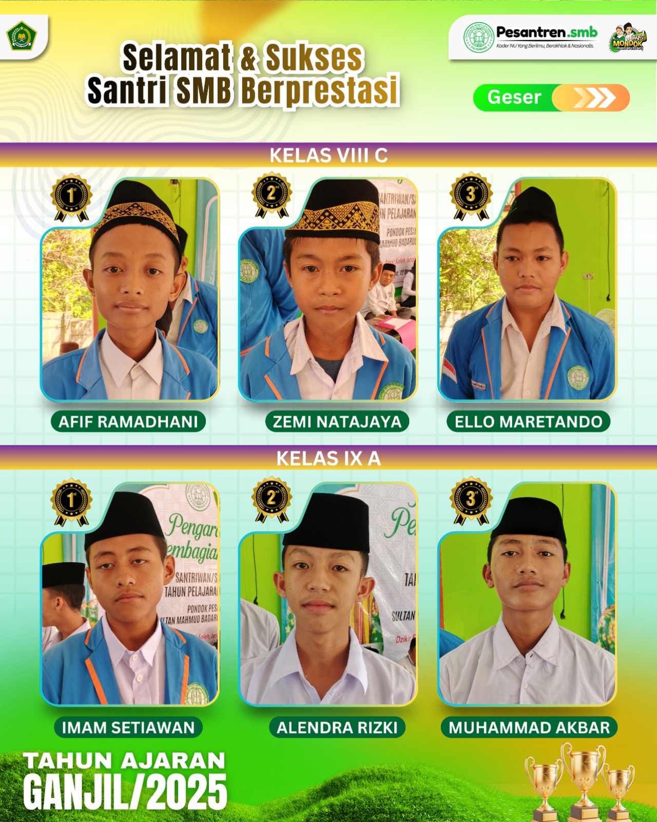 Pembagian Rapot Tingkat Ula (MI), Wustha (MTs), dan Ulya (MA) Ponpes Sultan Mahmud Badaruddin